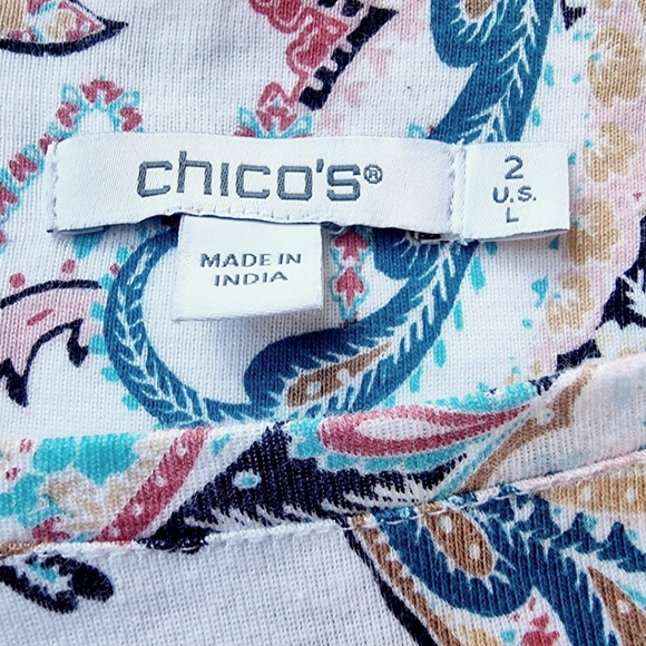 Chico's 100% Cotton Paisley Print T-Shirt - Picture 3 of 6